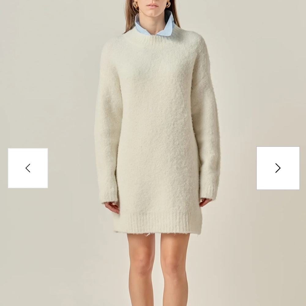 English Factory Cozy Cream Sweater Dress